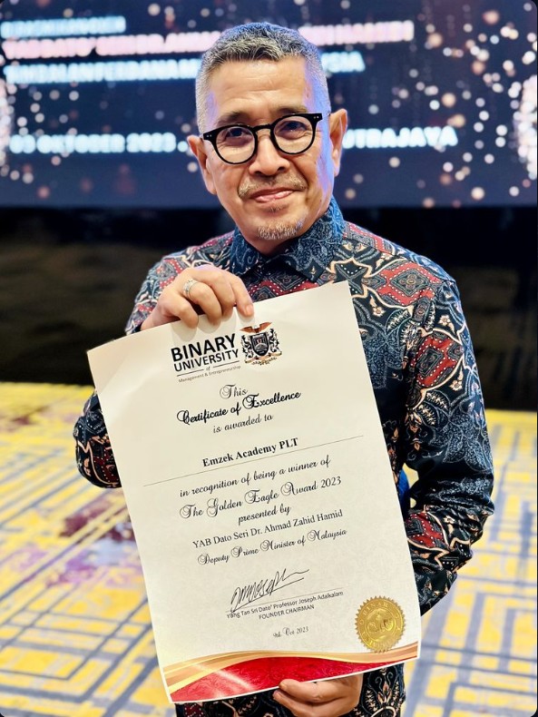 Golden Eagle Award 2023 Certificate of Excellence awarded to Emzek Academy PLT